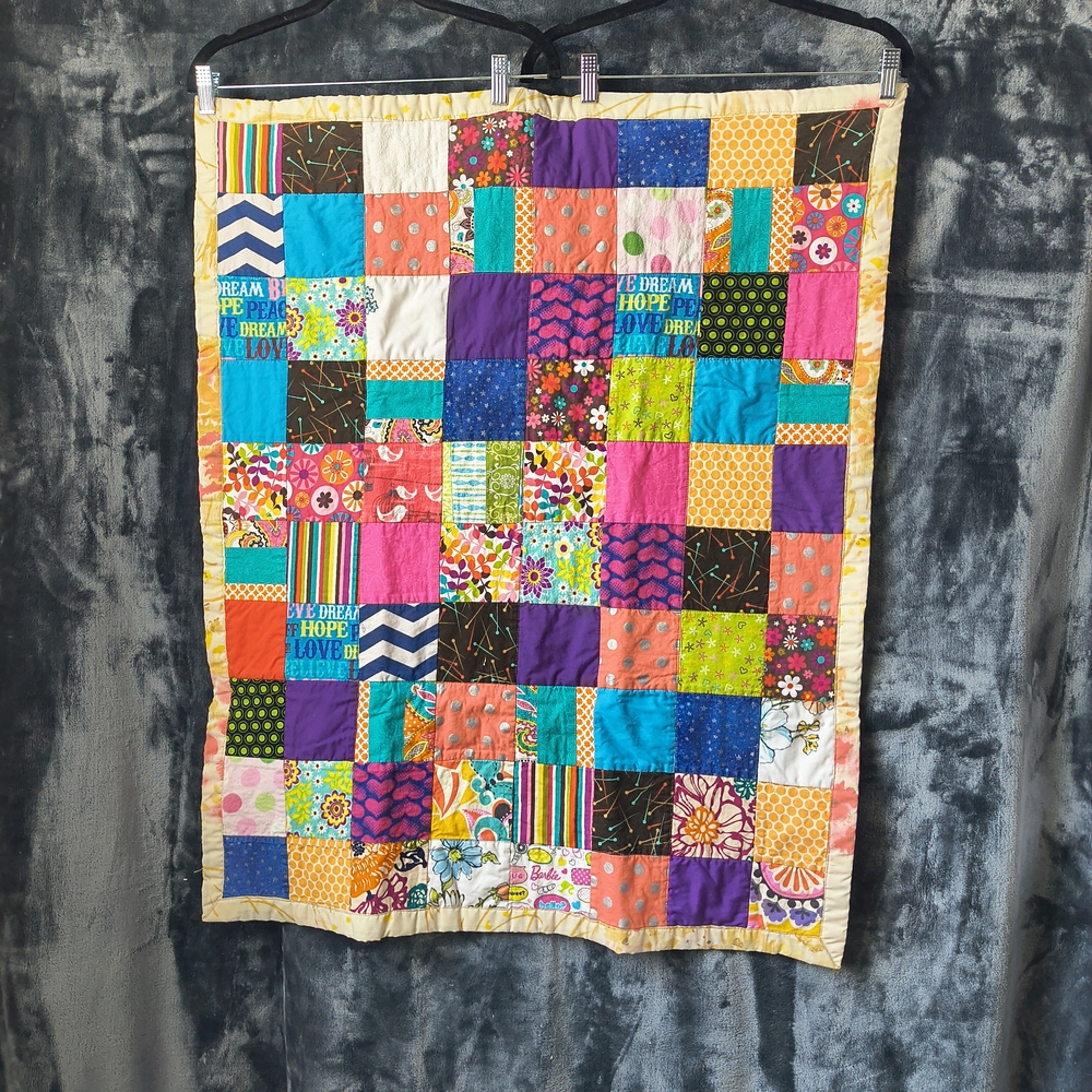 Colorful Patchwork Baby Quilt 30 x 36